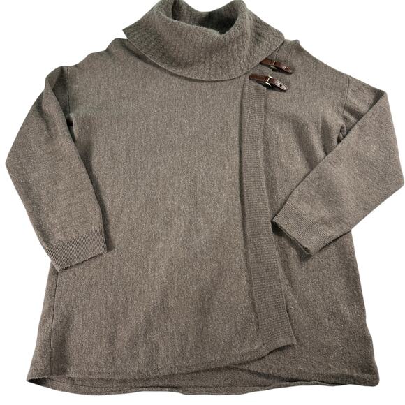 Ellen Tracy Sweater Extra Fine Merino Wool Cowl Neck Tan Brown Womens XL Office - Picture 10 of 16